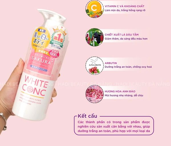 Sữa Tắm Dưỡng Trắng Da White ConC Hương Hoa Anh Đào 600Ml ( Phiên Bản Mùa Xuân )