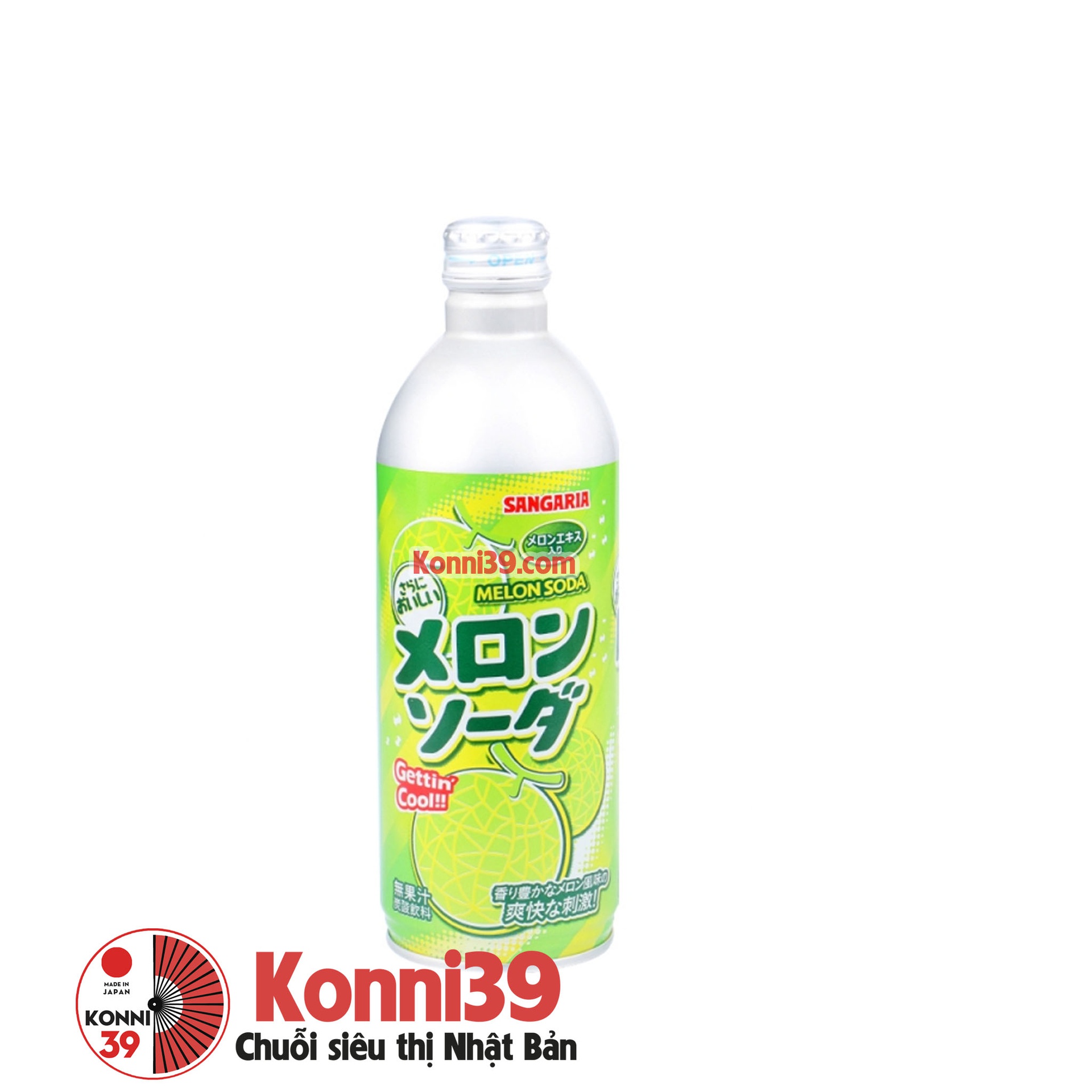 Sangaria Nước ngọt có ga vị Dưa lưới Chai nhôm 500ml