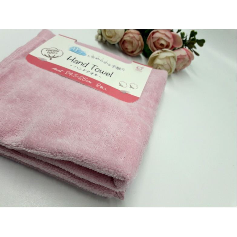 Set 2 khăn mặt mềm mịn cho bé 100% cotton (màu hồng)