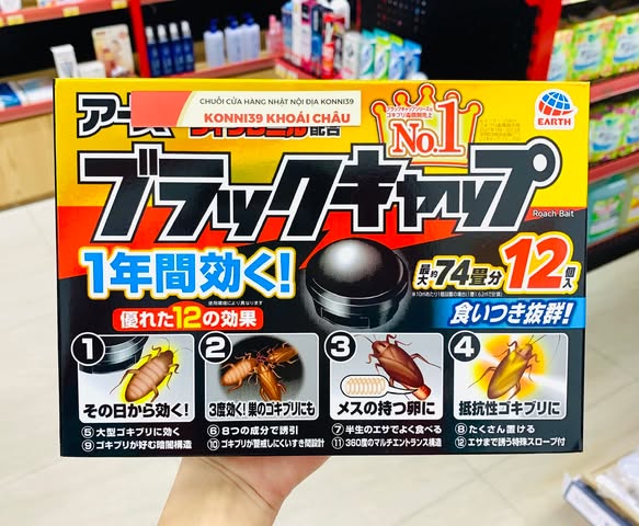 Viên Diệt Gián Earth Chemical Black Cap 12 Viên/Hộp