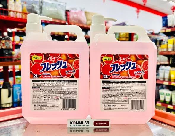 Nước Rửa Chén WAI Rookie V 2L Nhật Bản (Có Vòi Nhấn) - Hương Bưởi