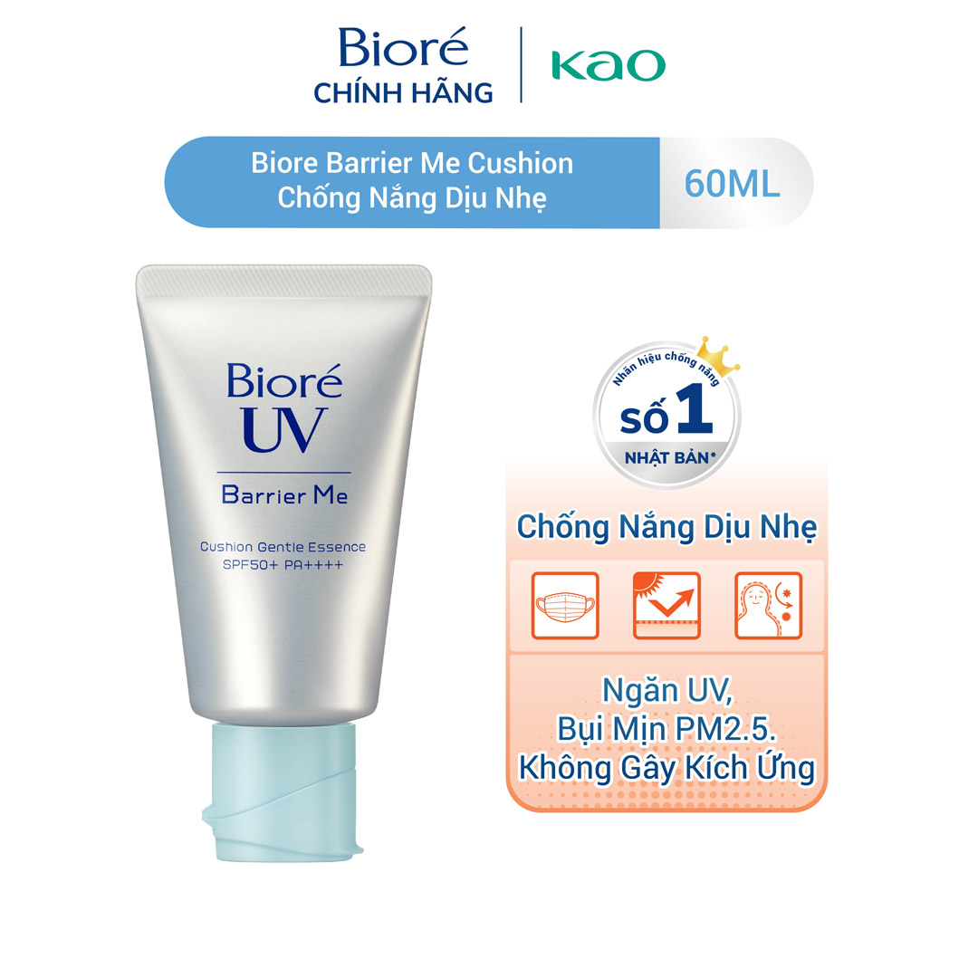 Kem chống nắng 	Biore UV Barrier Me Essence SPF50 +/PA ++++ dưỡng ẩm, làm lớp nền trang điểm 60g