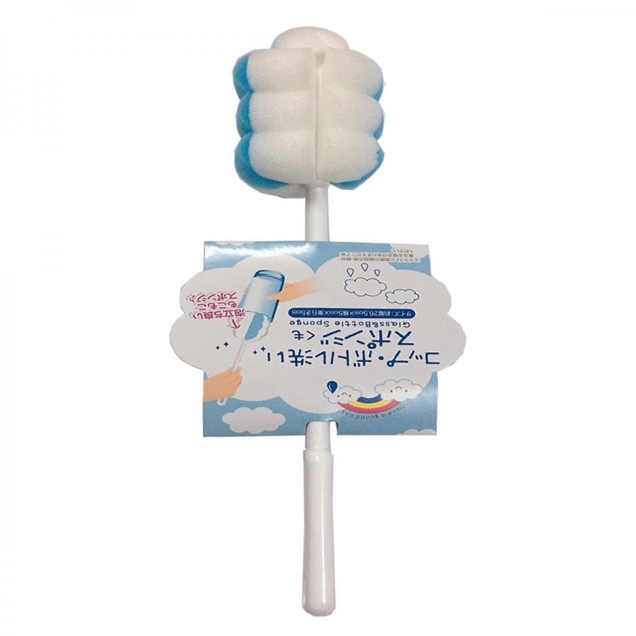 Dụng cụ cọ rửa chai lọ, bình sữa mút xốp (màu xanh,trắng)