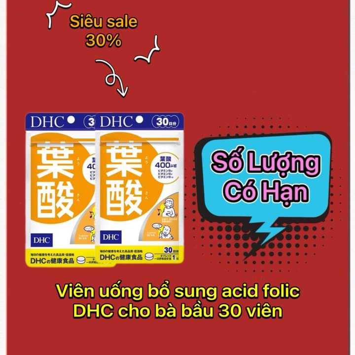 Viên uống bổ sung acid folic DHC cho bà bầu 30 viên