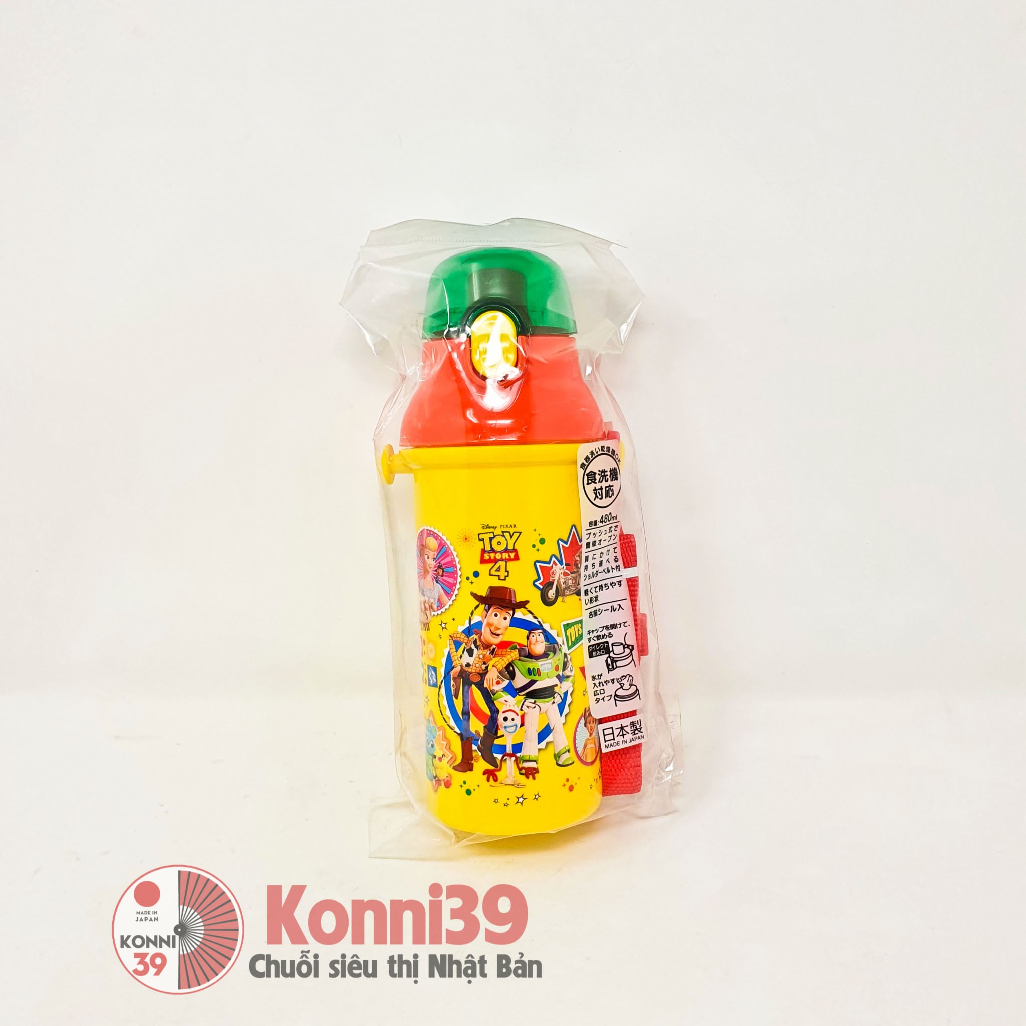 Bình đựng nước có nút bấm cho trẻ Skater 480ml (hình Toy Story 4)