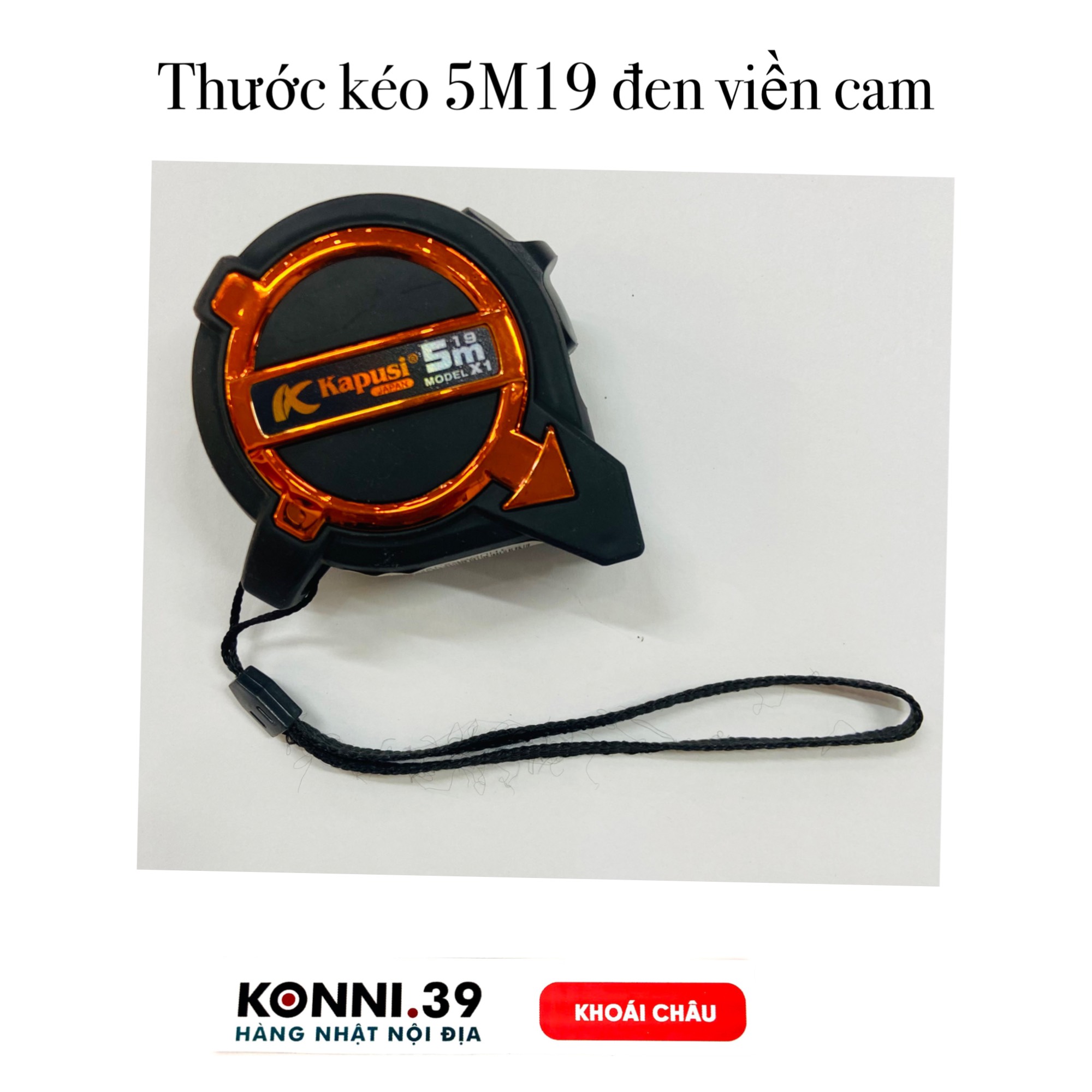 Thước kéo 5M19 đen viền cam