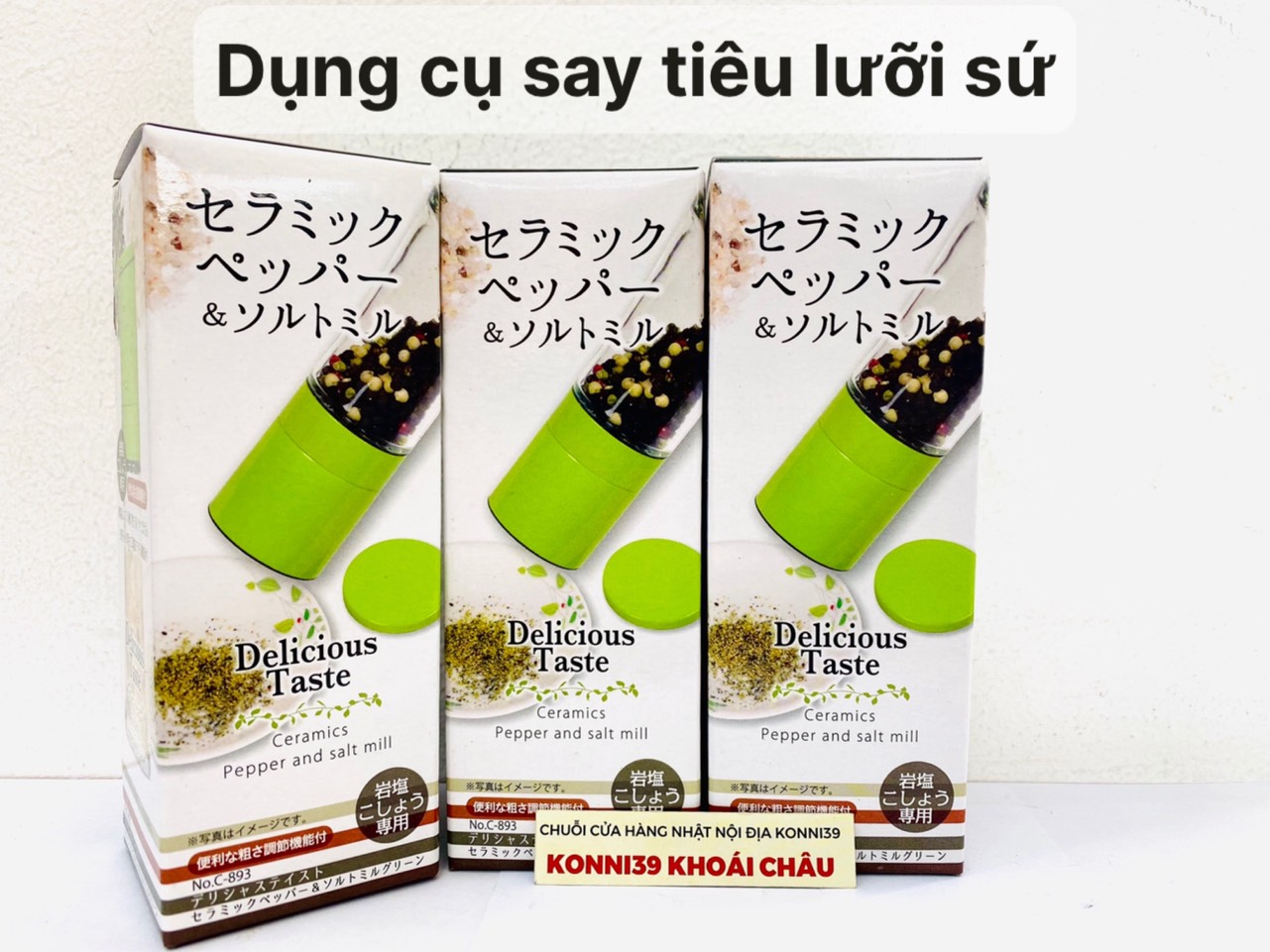 Dụng cụ xay tiêu lưỡi sứ nắp xanh