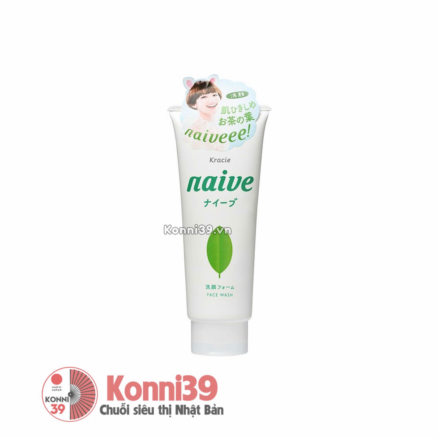 Sữa rửa mặt Kracie Naive chiết xuất trà xanh cho da dầu, mụn 130g