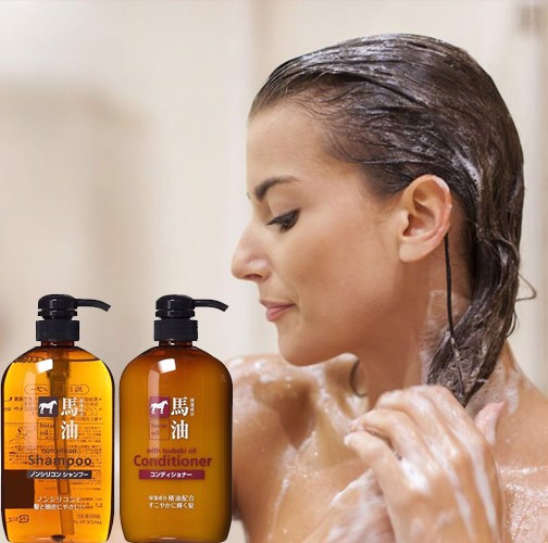 Dầu gội mỡ ngựa Kumano Horse Oil Natural Hair 600ml