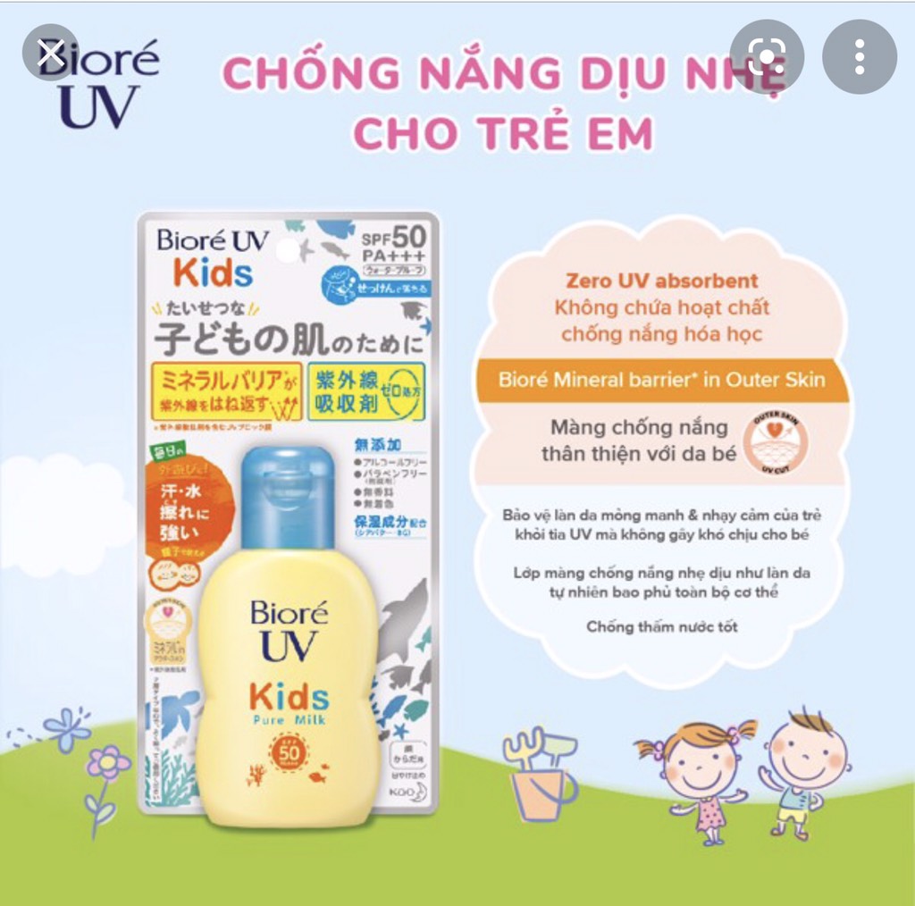 Sữa chống nắng Biore UV cho trẻ em SPF50+ PA++++ 70ml