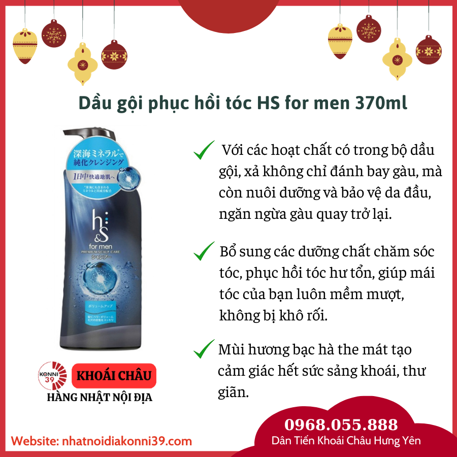 Dầu gội đầu cho nam H&S for Men mẫu mới 2024
