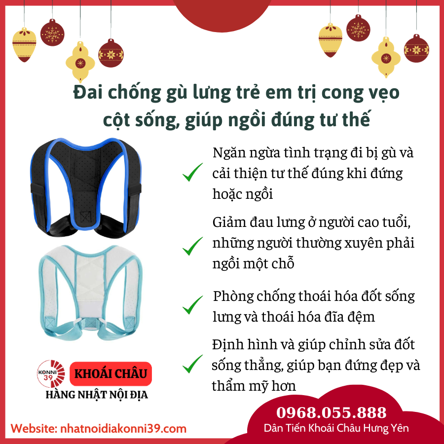 Đai chống gù lưng trẻ em trị cong vẹo cột sống, giúp ngồi đúng tư thế (size L)