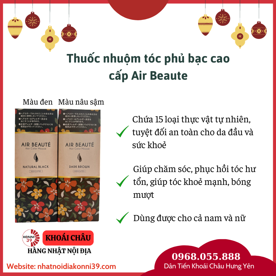 Thuốc nhuộm tóc phủ bạc cao cấp Air Beaute - màu nâu sậm