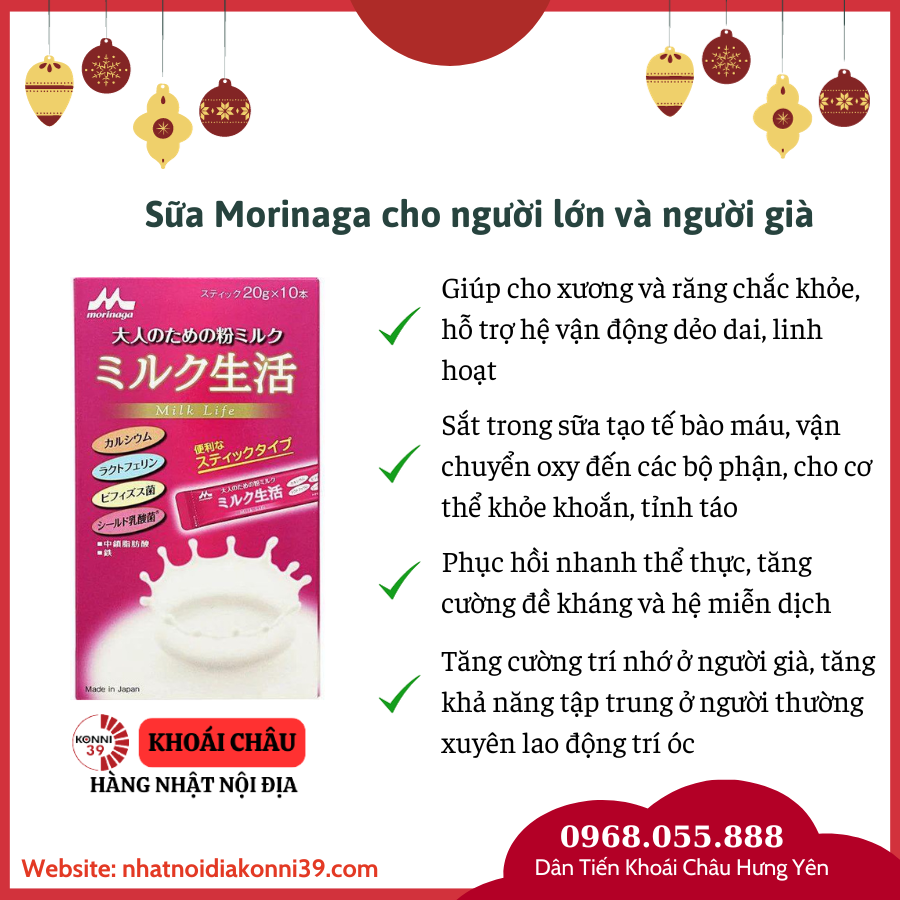 Sữa Morinaga cho người lớn và người già
