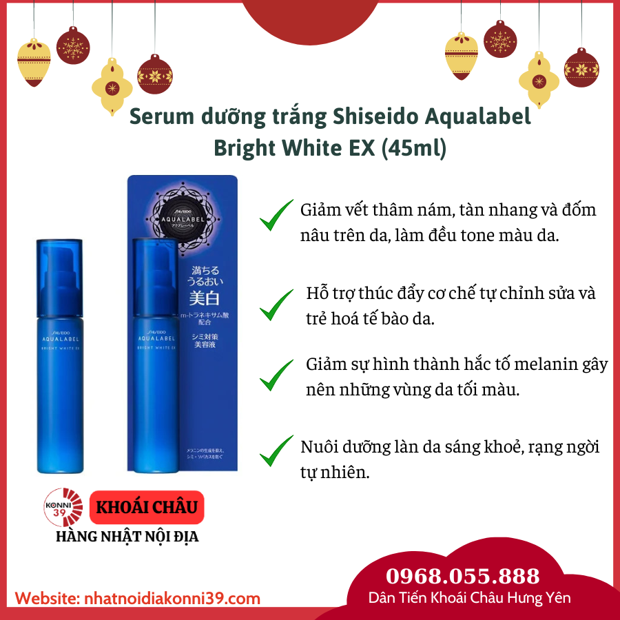Huyết thanh trị nám Shiseido Aqualabel làm trắng da Bright White EX 45ml