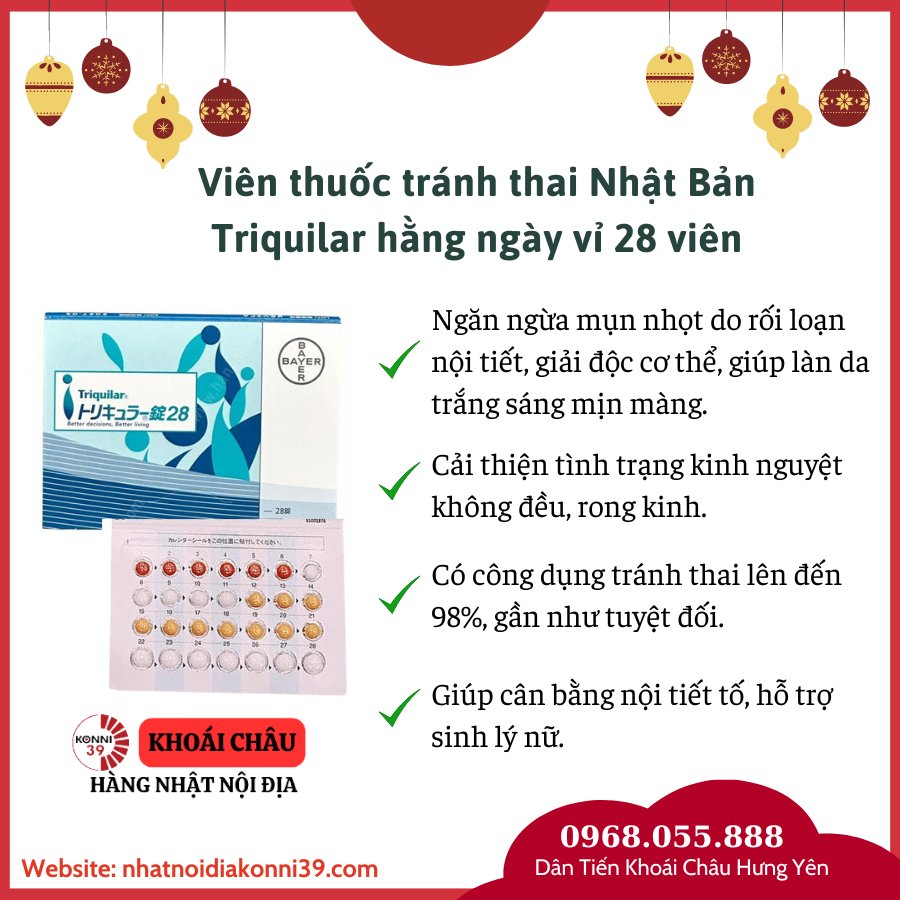 Viên thuốc tránh thai Nhật Bản Triquilar hằng ngày vỉ 28 viên