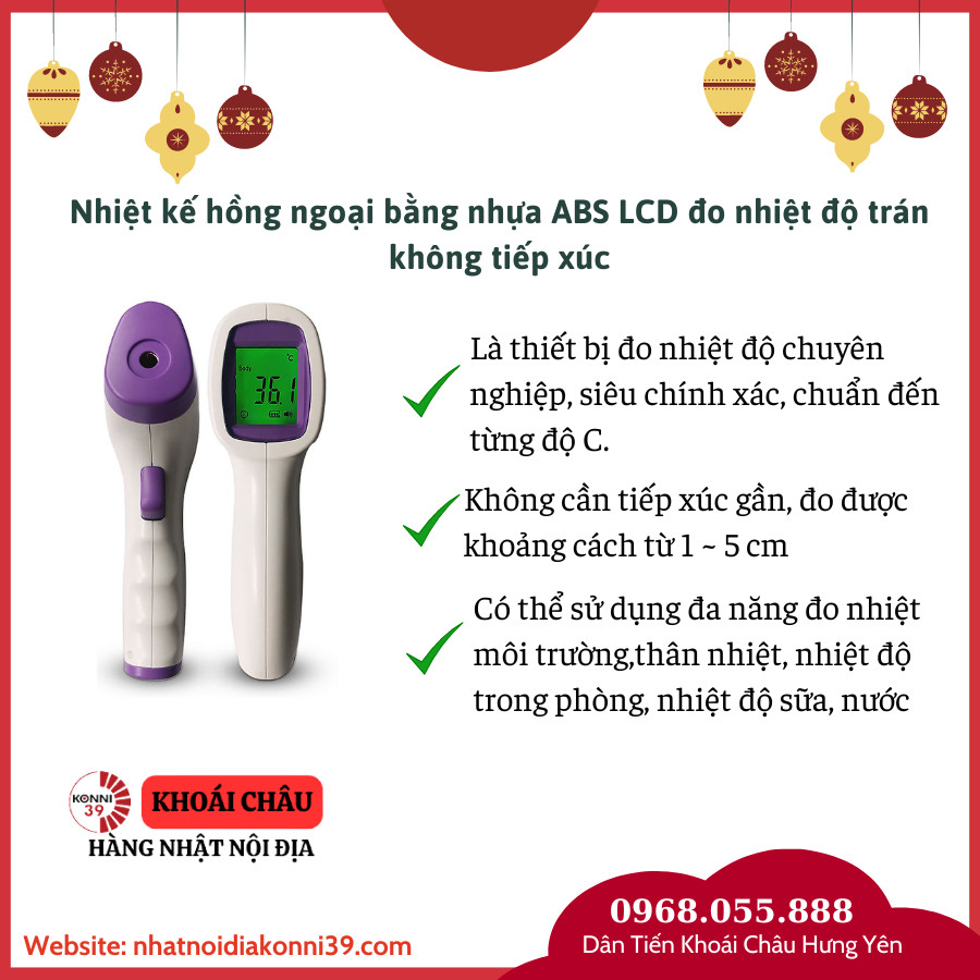 Nhiệt kế hồng ngoại bằng nhựa ABS LCD đo nhiệt độ trán không tiếp xúc