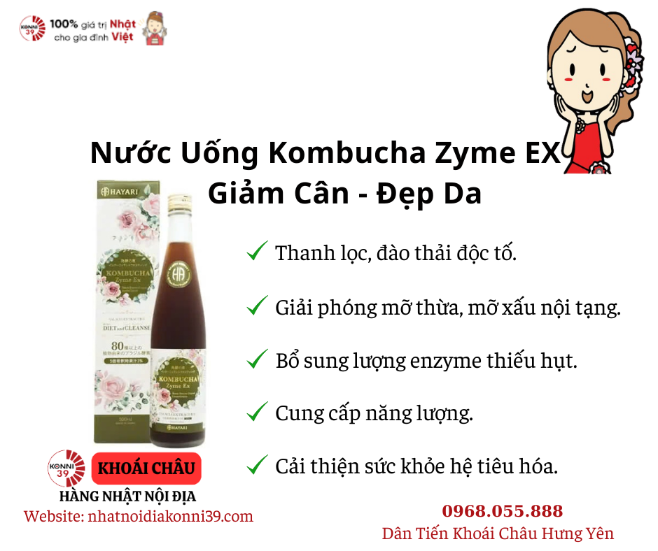 Nước Uống Kombucha Zyme EX Giảm Cân - Đẹp Da
