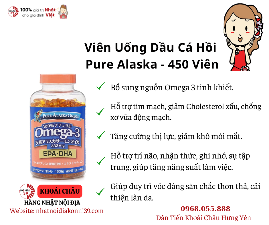 Viên Uống Dầu Cá Hồi Pure Alaska 450 Viên