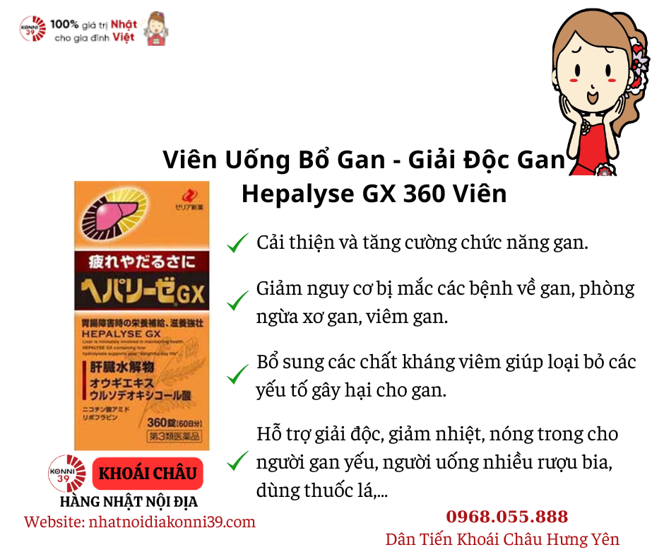 Viên Uống Bổ Gan, Giải Độc Gan Nhật Bản Hepalyse GX 360 Viên