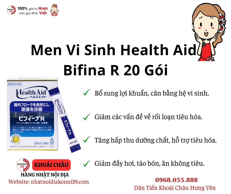 Men Vi Sinh Health Aid Bifina R 20 Gói