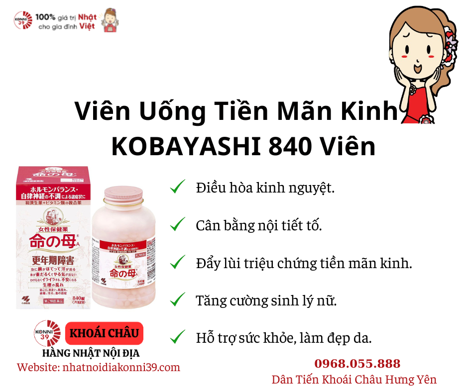 Viên Uống Tiền Mãn Kinh Kobayashi 840 Viên