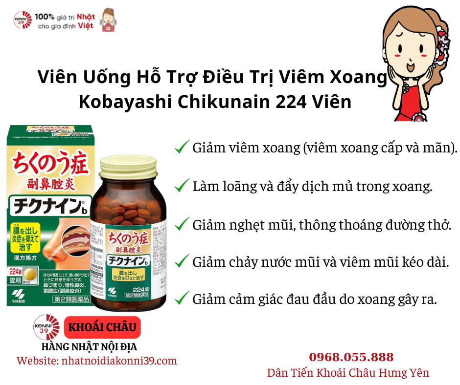 Viên Uống Hỗ Trợ Điều Trị Viêm Xoang Kobayashi Chikunain 224 Viên