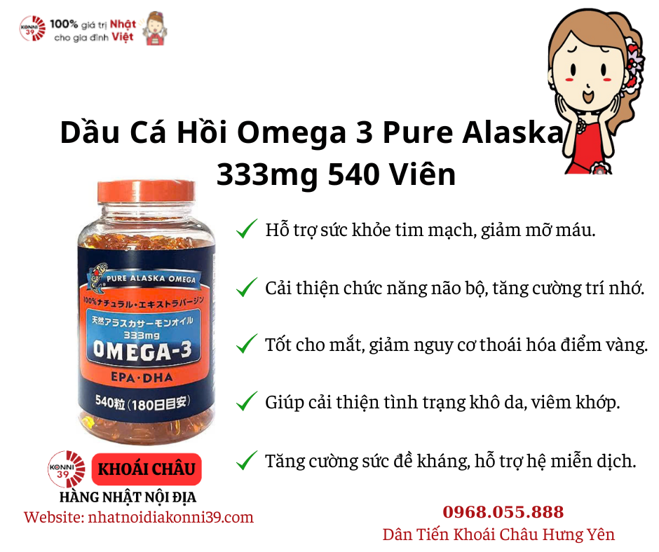 Dầu Cá Hồi Omega 3 Pure Alaska 333mg 540 Viên