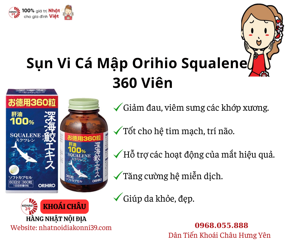 Sụn Vi Cá Mập Orihio Squalene 360 Viên