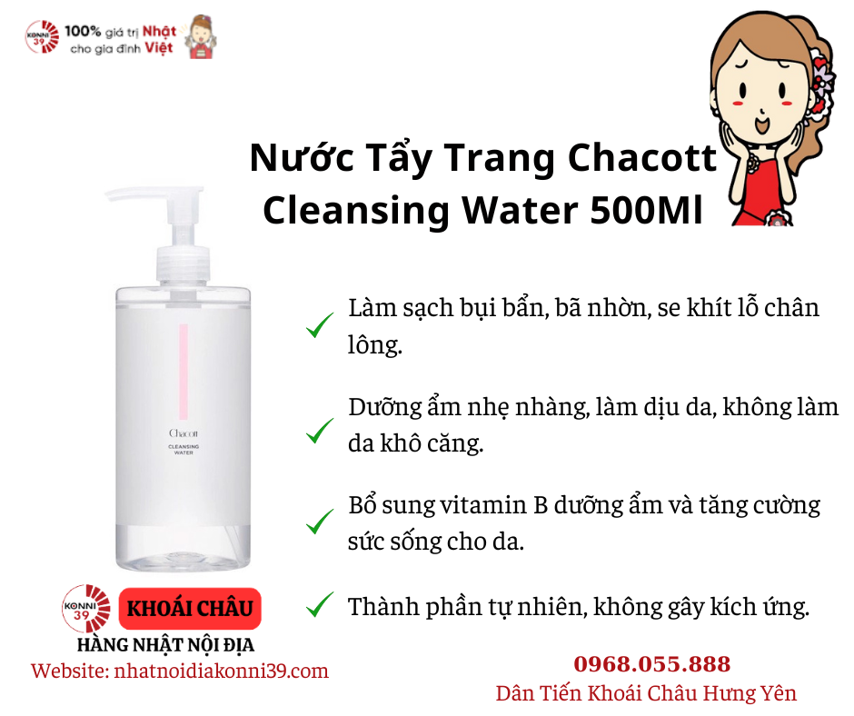Nước Tẩy Trang Chacott Cleansing Water 500Ml