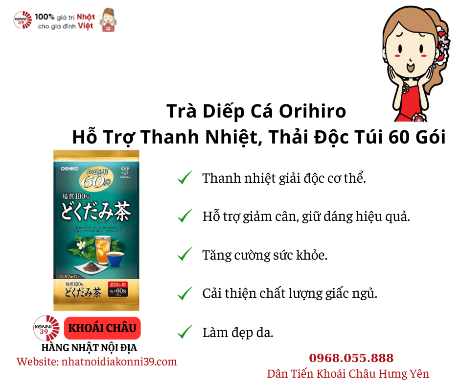 Trà Diếp Cá Orihiro Hỗ Trợ Thanh Nhiệt, Thải Độc Túi 60 Gói