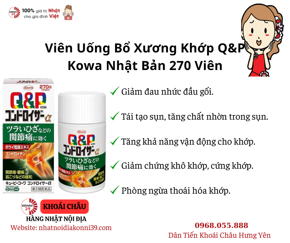 Viên Uống Bổ Xương Khớp Q&P Kowa Nhật Bản 270 Viên