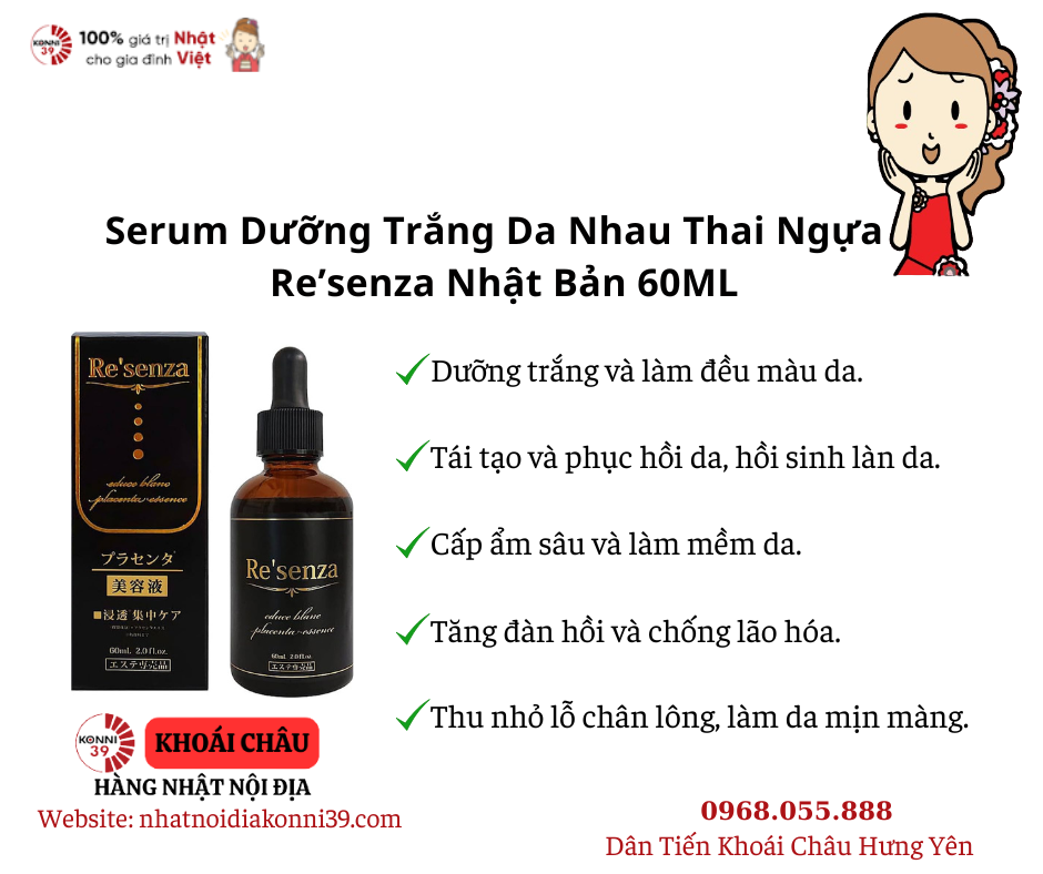 Serum Dưỡng Trắng Da Nhau Thai Ngựa Re’senza Nhật Bản 60ML