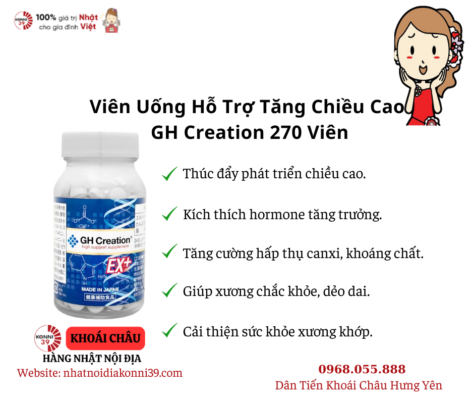 Viên Uống Hỗ Trợ Tăng Chiều Cao GH Creation 270 Viên