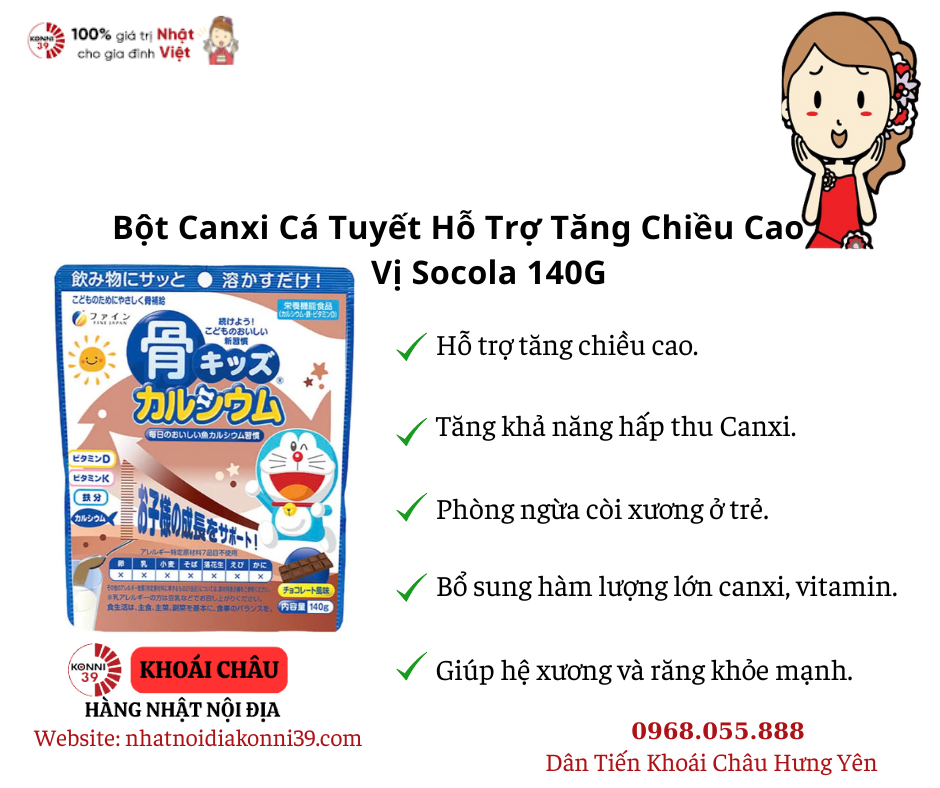 Bột Canxi Cá Tuyết Hỗ Trợ Tăng Chiều Cao Vị Socola 140G
