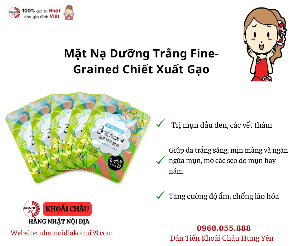 Mặt Nạ Dưỡng Trắng Fine-Grained Chiết Xuất Gạo