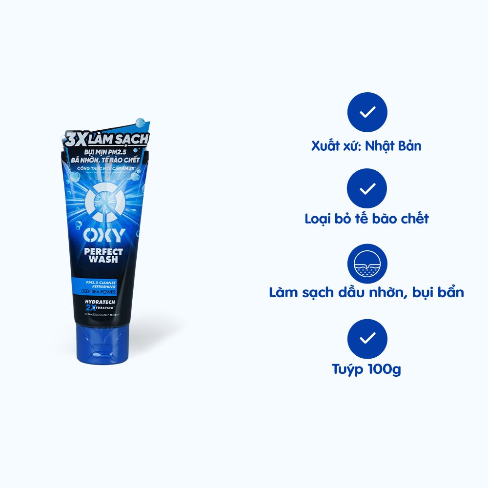 Sữa Rửa Mặt Làm Sạch Ngăn Ngừa Mụn Rohto Oxy Perfect Wash 130g