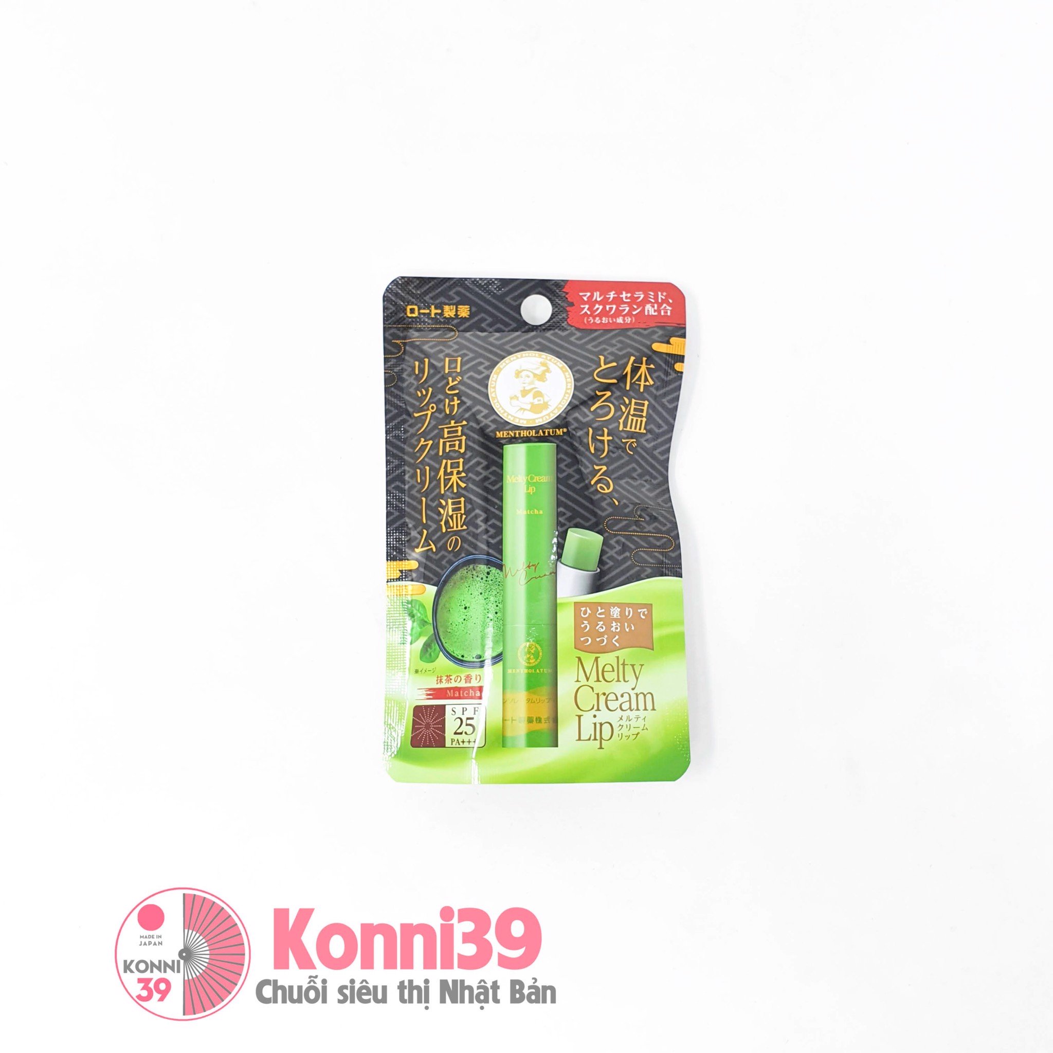 Son dưỡng Rohto Mentholatum Melty Cream Lip chống nắng SPF25PA+++ 2.4g (trà xanh)-Bản Giới Hạn