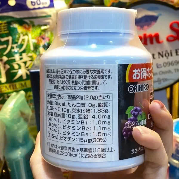Viên Nhai Bổ Sung Kẽm Orihiro 180 Viên - Vị Nho