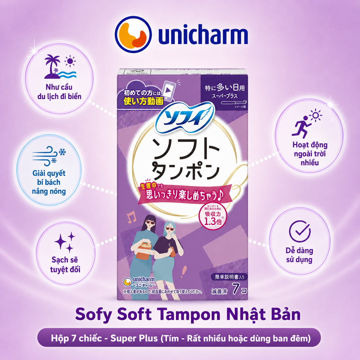 Băng vệ sinh Tampon Unicharm Charm Soft Mini 7 chiếc