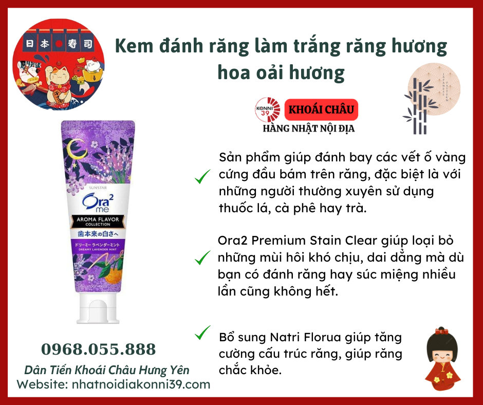 Kem đánh răng làm trắng răng hương hoa oải hương