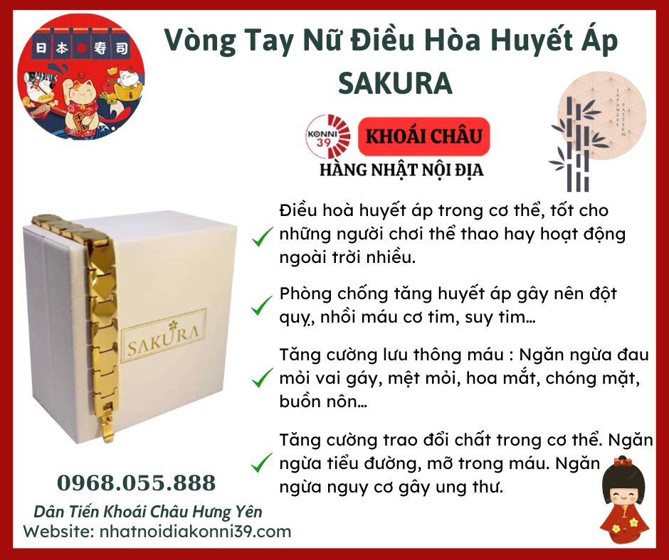 Vòng Tay Nữ Điều Hòa Huyết Áp SAKURA