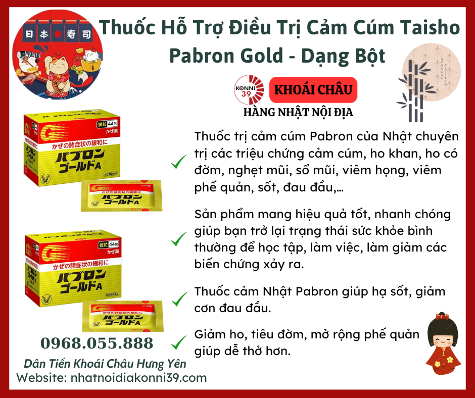 Thuốc Hỗ Trợ Điều Trị Cảm Cúm Taisho Pabron Gold - Dạng Bột ( 44 Gói )