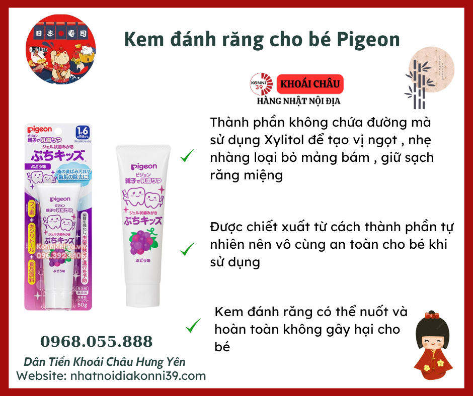 Kem đánh răng cho bé Pigeon