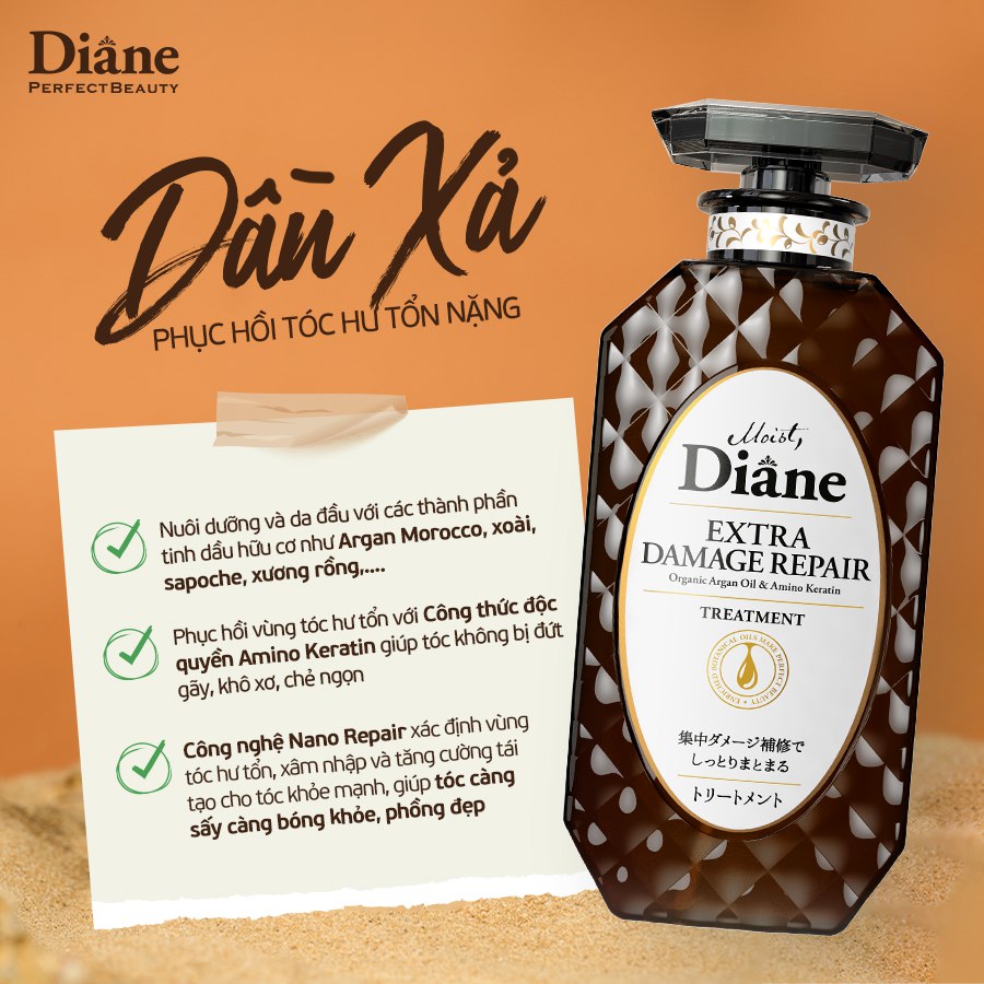 Dầu Xả Phục Hồi Tóc Hư Tổn Moist Diane Extra Damage Repair 450Ml