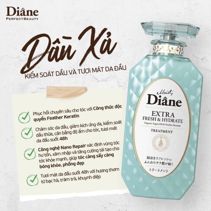 Dầu Xả Kiểm Soát Dầu Moist Diane Extra Fresh & Hydrate 450Ml