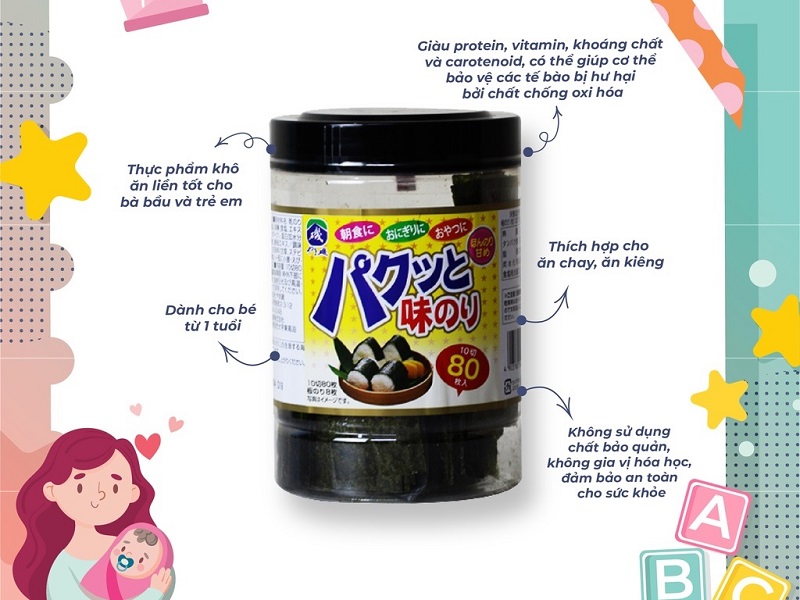 Rong biển lá sấy khô Pakutto 80 miếng