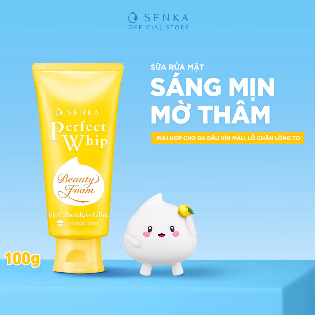 Sữa Rửa Mặt Senka Perfect Whip Vitamin C Poreless Glow 100g