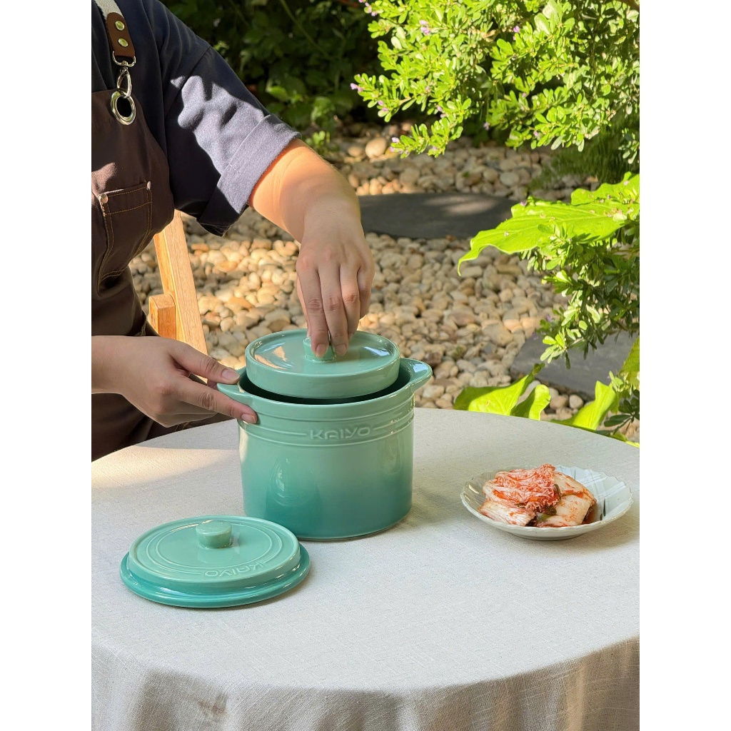Hũ Gốm Sứ Muối Dưa Cà Rainbow Kaiyo 2L Màu Xanh
