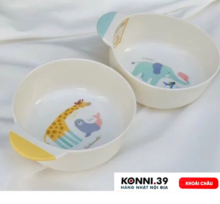 Bát ăn có tay cầm cho bé, đế chống trượt Nakano
